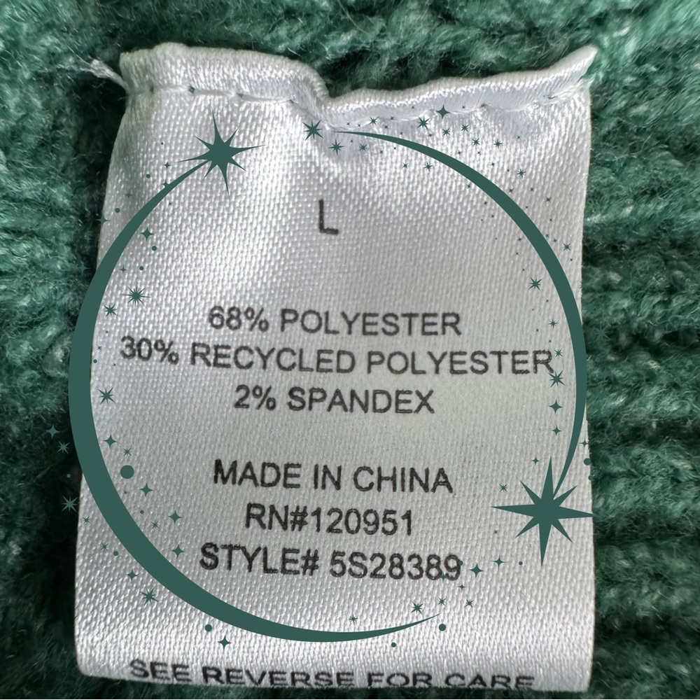 Pink‎ Rose Spruce Green Cable Knit Crewneck Sweater Size Large NWT - Picture 8 of 9
